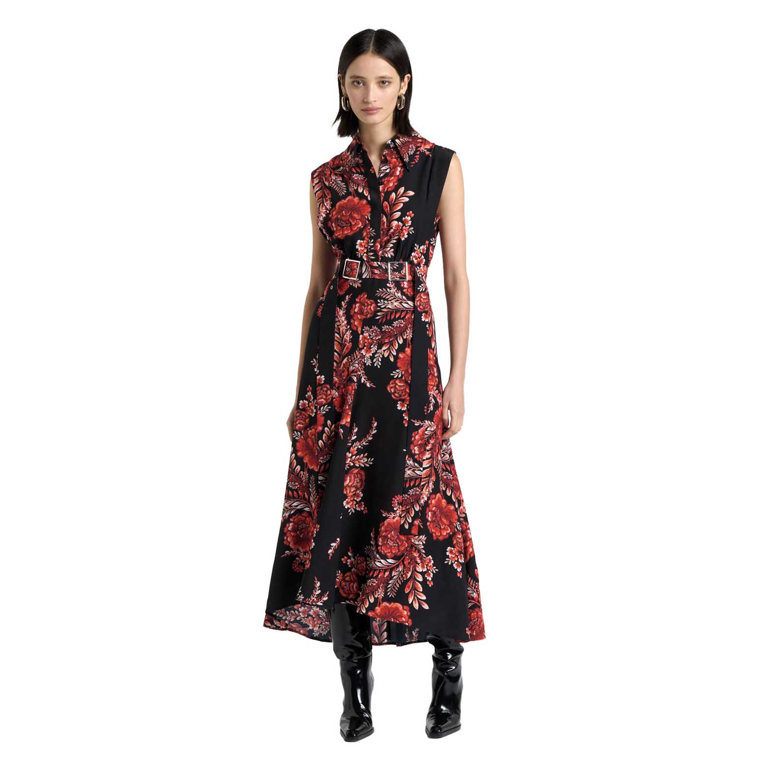 Cue Etched Floral Viscose Midi Dress